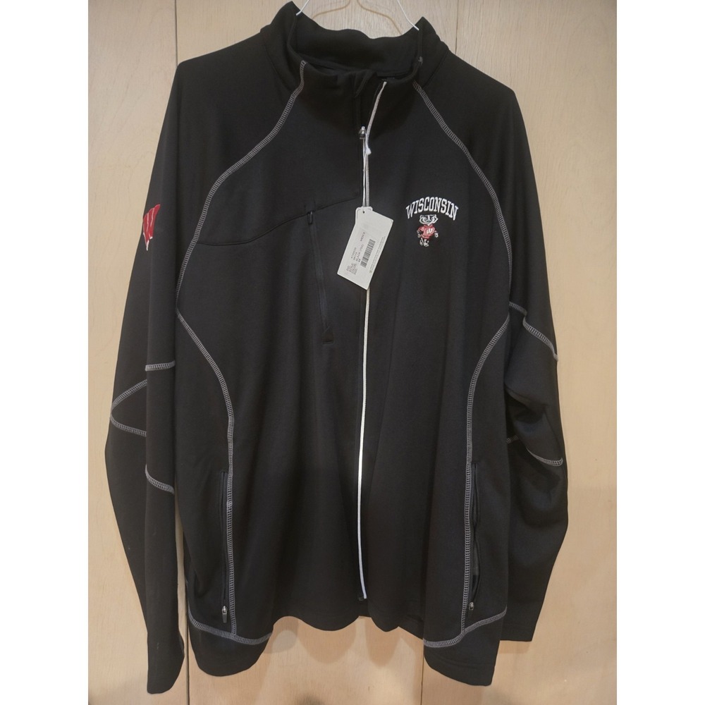 NWT Wisconsin Badgers North‎ End 4XL Black Full Zip Performance Jacket